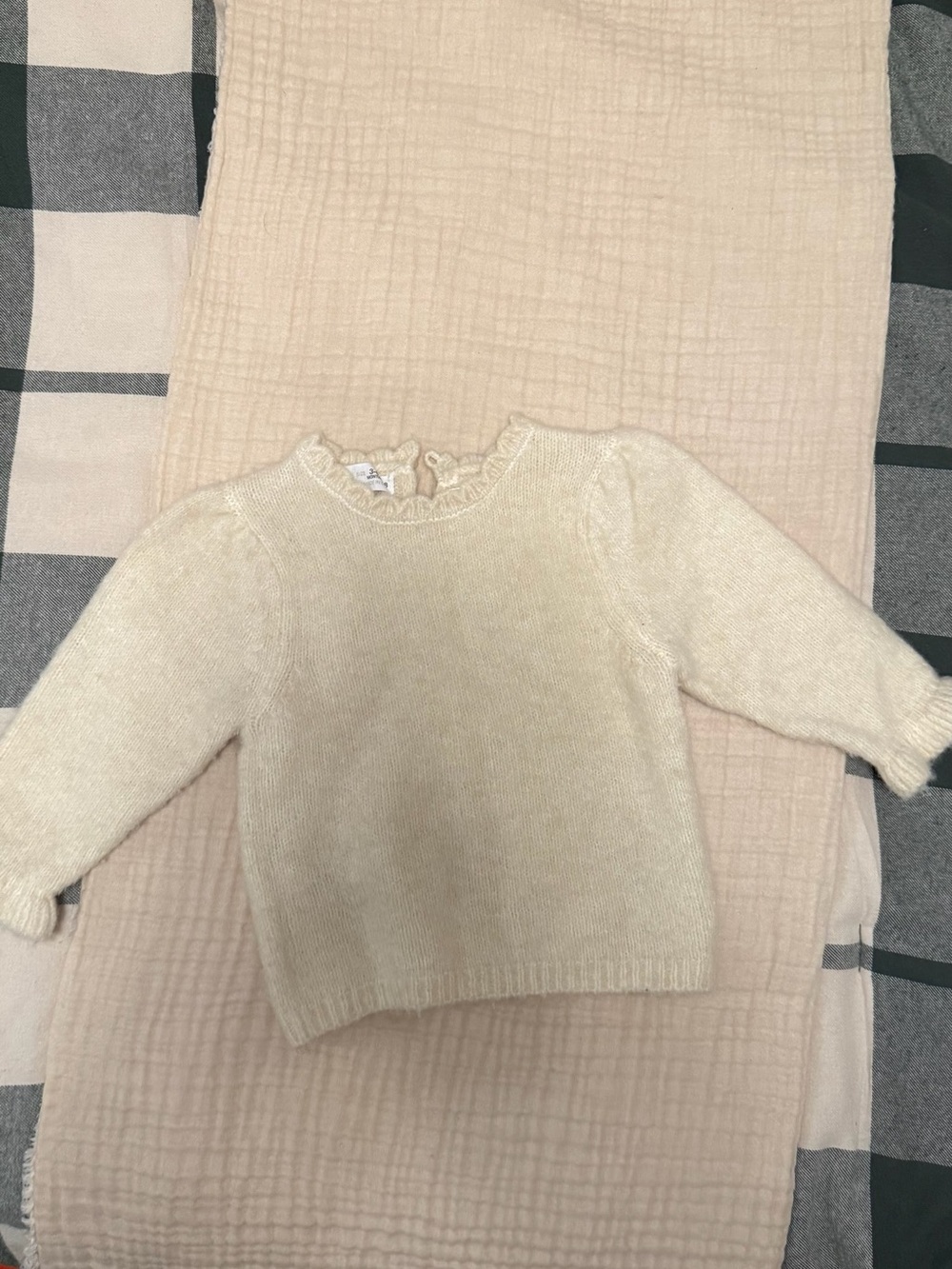 Zara Cream Ruffle-Neck Baby’s Sweater